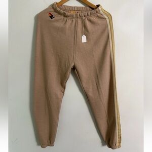 NWT Aviator Nation 5 Stripe Sweatpants Tan Small